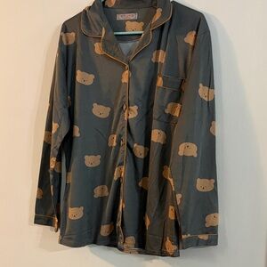 Gray Pajama Top with Bear Print